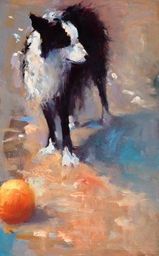 Balle jaune, Peinture à l’huile sur toile, 2010, 40 x 25 cm, Option