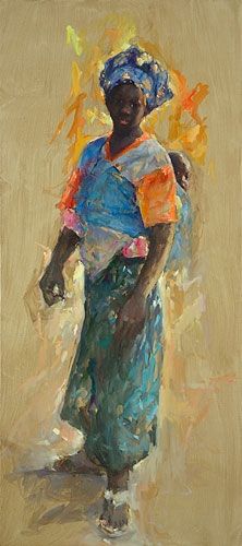 Senegal ( Mother & child), oil / canvas, 2011, 180 x 80 cm, € 8.500,-