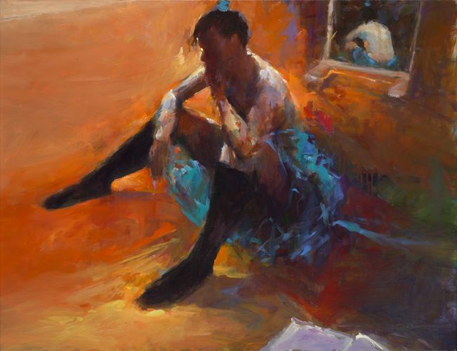 Model in studio, oil / canvas, 2012, 50 x 90 cm, Option