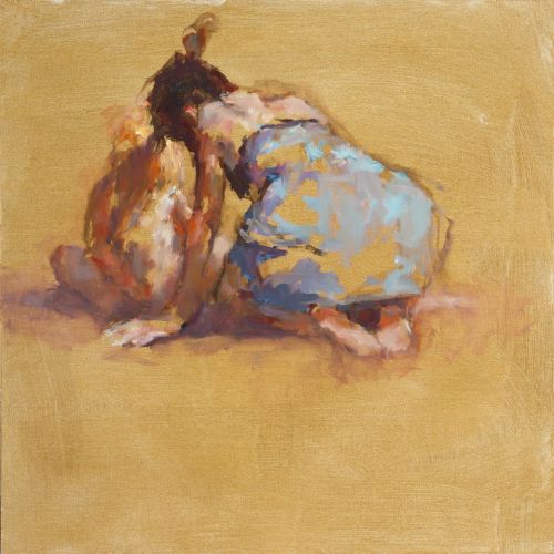 Mutter & kind am strand, Ol auf Leinwand, 2012, 50 x 50 cm, € 3.900,-