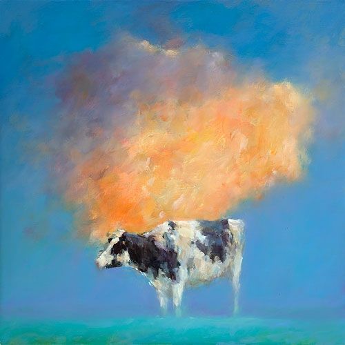 Nuage & la vache, Peinture à l’huile sur toile, 2017, 90 x 90 cm, € 5.500,-