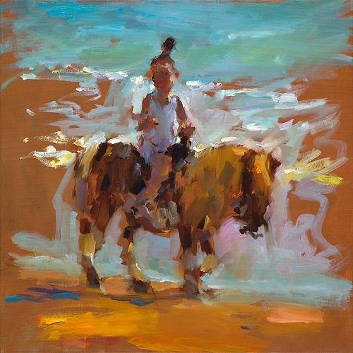 Horse riding, oil / canvas, 2020, 70 x 70 cm, € 4.900,-