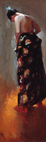 Kimono noir, Peinture à l’huile sur toile, 2008, 120 x 40 cm, € 5.900,-