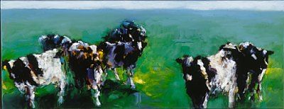 Koeien, Olieverf / doek, 2000, 35 x 90 cm cm, Verkocht