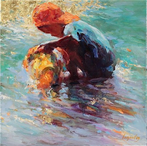 Goudzoeker, olieverf, 2009, 40 x 40 cm, Verkocht