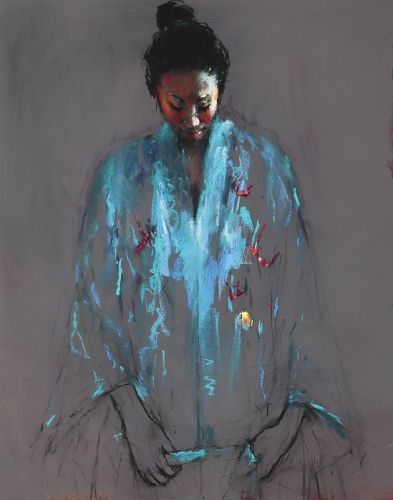 Fille papillon, Pastel, 2009, 106 x 55 cm, Vendu