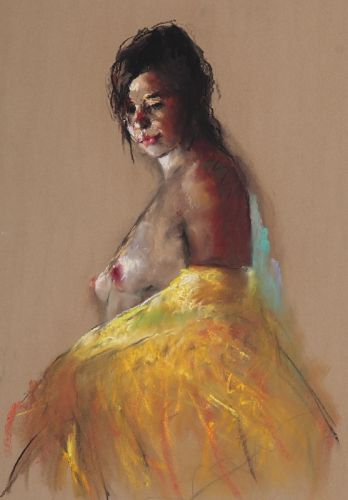 Yellow kimono, pastel, 2009, 100 x 70 cm, Sold