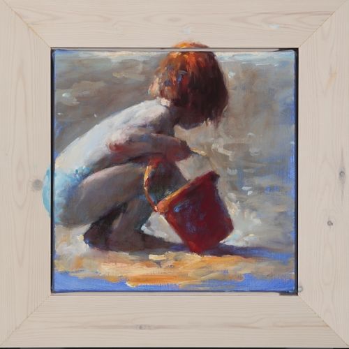 Rood emmertje, olieverf, 2009, 40 x 40 cm, Verkocht