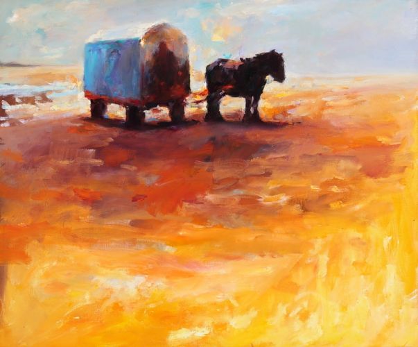 Strandwagen, Öl auf Leinwand, 2009, 50 x 60 cm, Verkauft