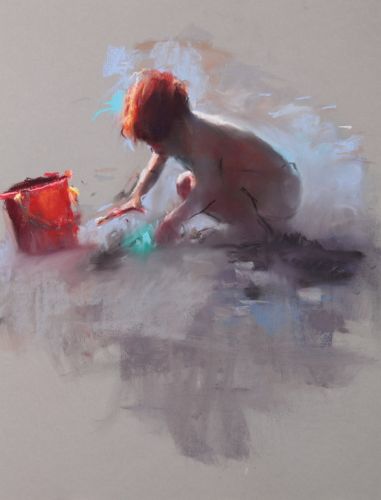 Seau rouge, pastel, 2010, 65 x 50 cm, Vendu