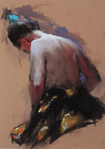 Black kimono, pastel, 2010, 30 x 20 cm, Sold