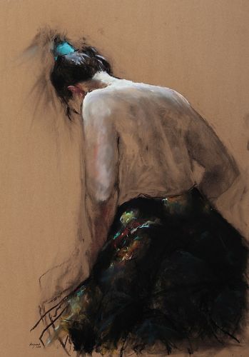 Black kimono II, Pastel, 2010, 100 x 70 cm, Sold