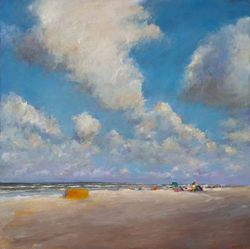 Strand bij paal 5, olieverf/linnen, 2011, 100 x 100 cm, Verkocht