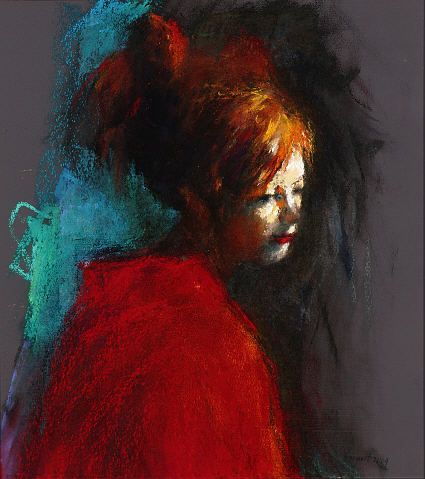 Model in rood, Pastel, 2004, 50 x 50 cm, Verkocht