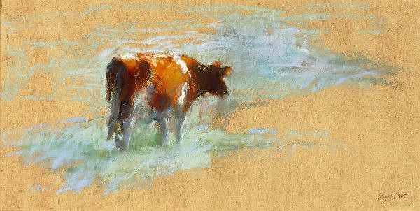 Vache, Pastel, 2005, 20 x 49 cm, Vendu