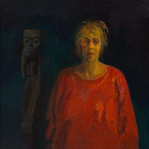 Twee vrouwen, olieverf / doek, 1991, 100 x 100 cm, Verkocht