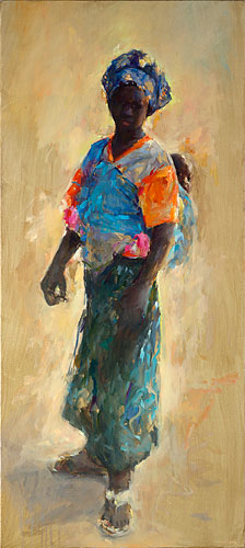 Senegal, olieverf/linnen, 2014, 180 x 80 cm, Verkocht