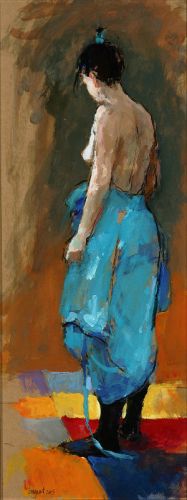 Blue kimono, Pastel, 2005, 50 x 25 cm, Sold