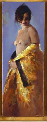 Gele kimono II, olieverf / linnen, 2011, 50 x 20 cm, Verkocht