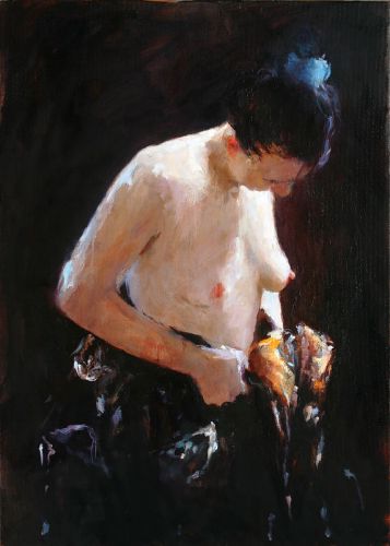 Black kimono, Oil / canvas, 2005, 70 x 50 cm, Sold