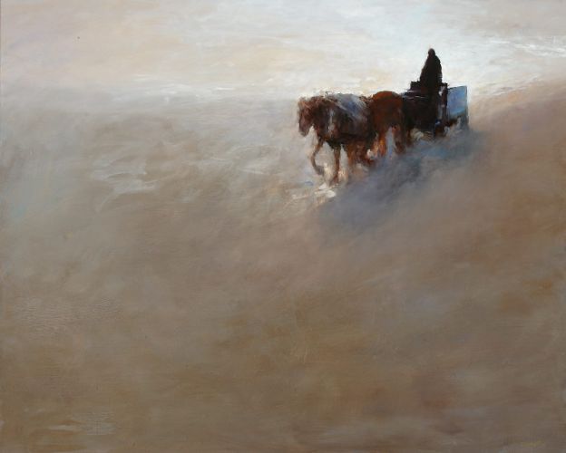Charette de plage V, Peinture à l’huile sur toile, 2005, 120 x150 cm, Vendu