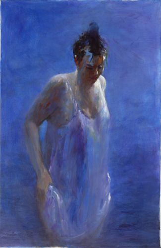 Model in blauw, olieverf / linnen, 2012, 115 x 75 cm, € 5.900,-