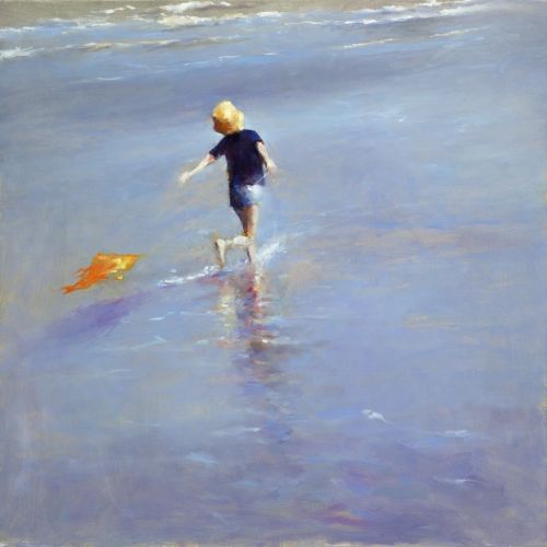 Dansen aan zee, olieverf / linnen, 2012, 100 x 100 cm, Verkocht