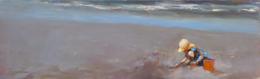 Geel hoedje, olieverf / linnen, 2012, 19 x 60 cm, Verkocht