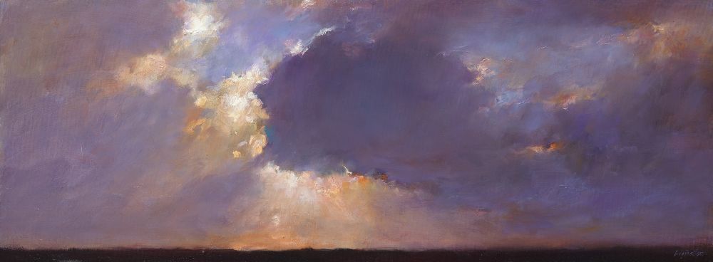 Zonsondergang I, olieverf / linnen, 2012, 30 x 80 cm, Verkocht