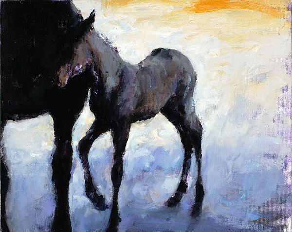 Poulain, Peinture à l’huile sur toile, 2005, 24 x 30 cm, Vendu