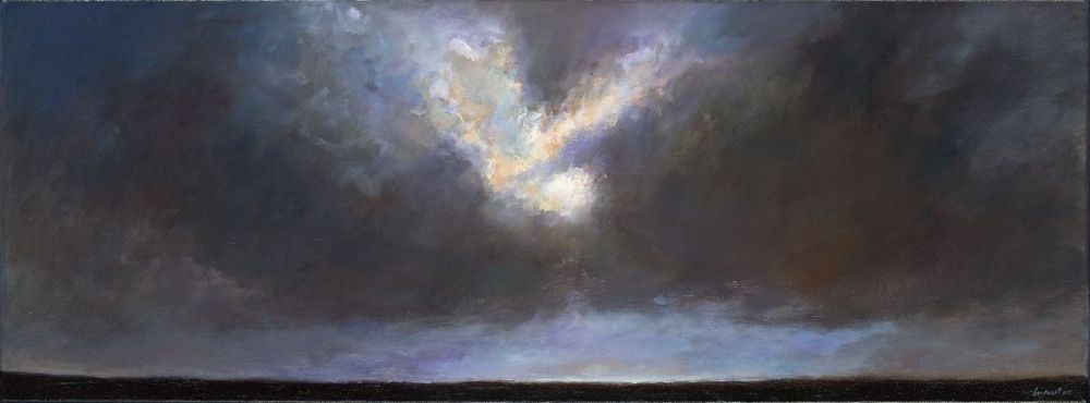 Coucher de solieil II, Peinture à l’huile sur toile, 2012, 30 x 80 cm, Vendu