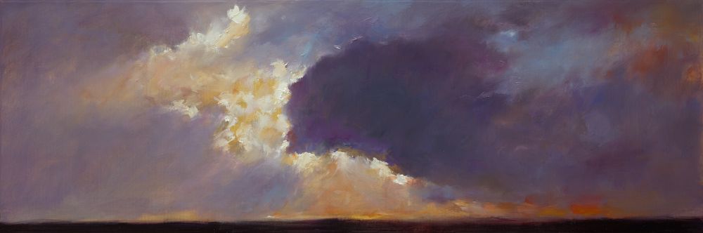 Coucher de solieil, Peinture à l’huile sur toile, 2013, 40 x 120 cm, Vendu