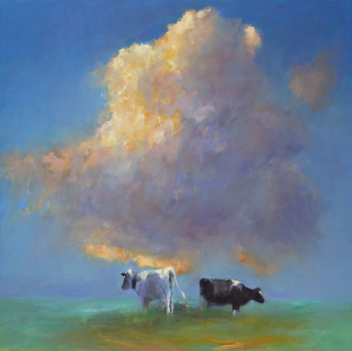 Wolk & Koeien, olieverf / linnen, 2013, 140 x 140 cm, Verkocht