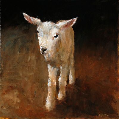 Agneau, Huile sur toile, 2006, 40 x 40 cm, Vendu