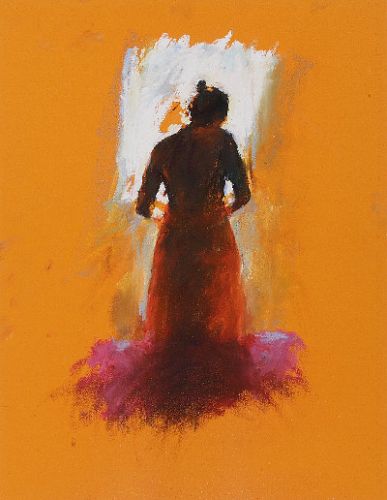 Modèle en rouge, Pastel, 2006, 43 x 23 cm, Vendu