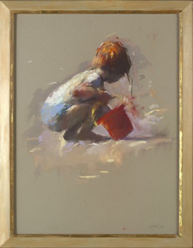 Roten Eimer, Pastell, 2014, 80 x 60 cm, Verkauft