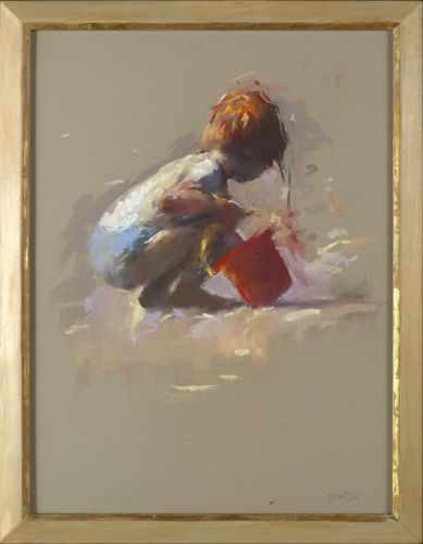 Les vaches rouge, Pastel, 2014, 34 x 94 cm, Vendu