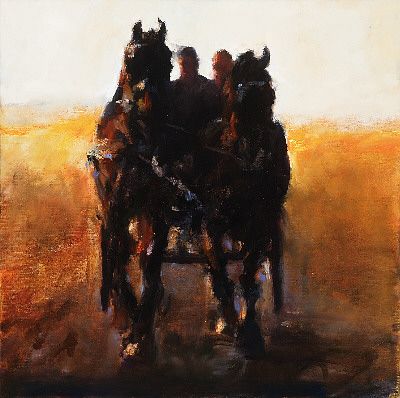 Attelage en paire, Huile sur toile, 2006, 50 x 50 cm, Vendu