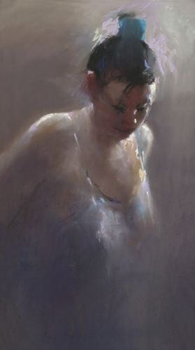 Lumière argentée, pastel, 2014, 78 x 32 cm, Vendu