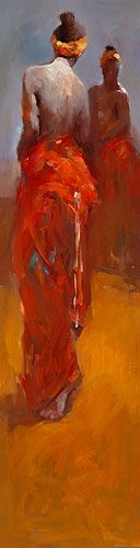 Model in red kimono, oil / canvas, 2015, 120 x 30 cm, Sold