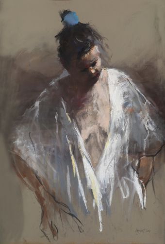 White kimono, Pastel, 2014, 100 x 70 cm, Sold