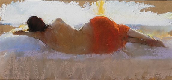 Liggend model in rood
