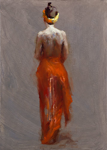 Red kimono, oil / canvasl, 2016, 70 x 50 cm, Sold