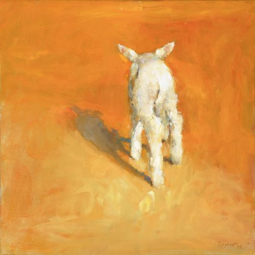 Agneau, Peinture à l’huile sur toile, 2006, 40 x 40 cm, Vendu