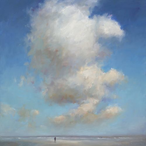 La plage du Nord, Peinture à l’huile sur toile, 2016, 80 x 80 cm, Vendu