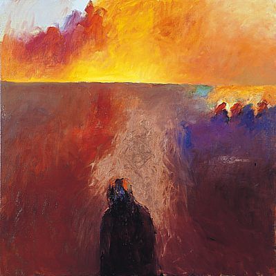 Chargé d'or, Huile sur toile, 1999, 100 x100 cm, Vendu