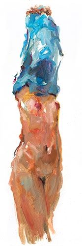 Blue dress, oil / canvas, 2017, 120 x 40 cm, € 3.900,-