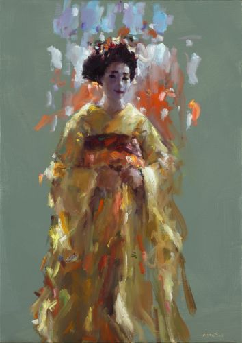 Geisha, olieverf/linnen, 2018, 70 x 50 cm, Verkocht