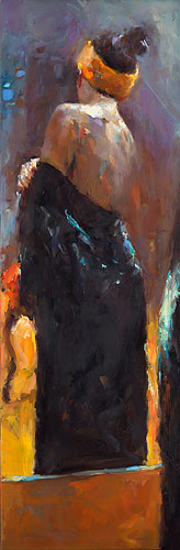 Alte Mann im Meer, Öl auf Leinwand, 2018, 140 x 50 cm, Verkauft