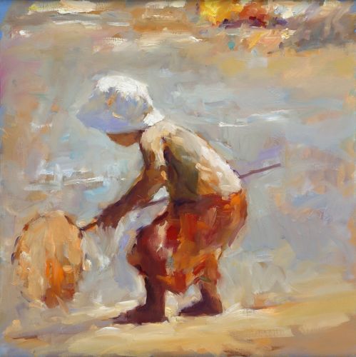 Petit Pecheur, Huile, 2019, 60 x 60 cm, Vendu